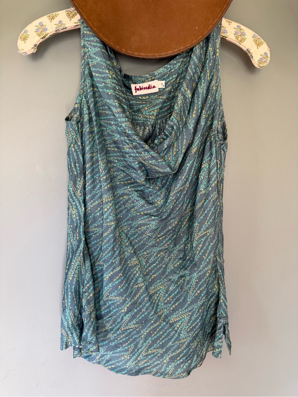 Fab India printed cowl sleeveless Top Tank sz small